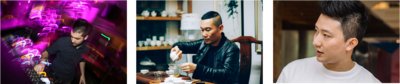 左:DJ CHARP,中:林贞标,右:Terry Zhu 左:DJ CHARP,中:林贞标,右:Terry Zhu