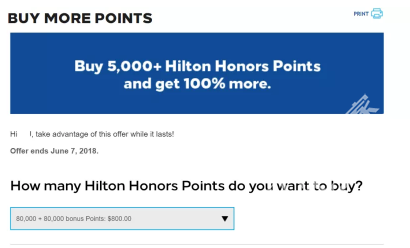 Hilton 买分100%奖励